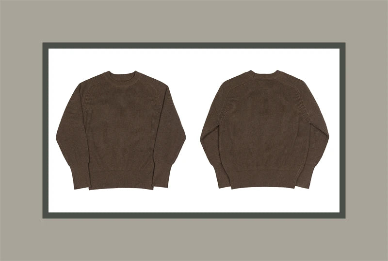 Classic Raglan Sleeve Crewneck Sweater Vintage Style Men's Wool Blend Knitted Pullover Jumper Thick