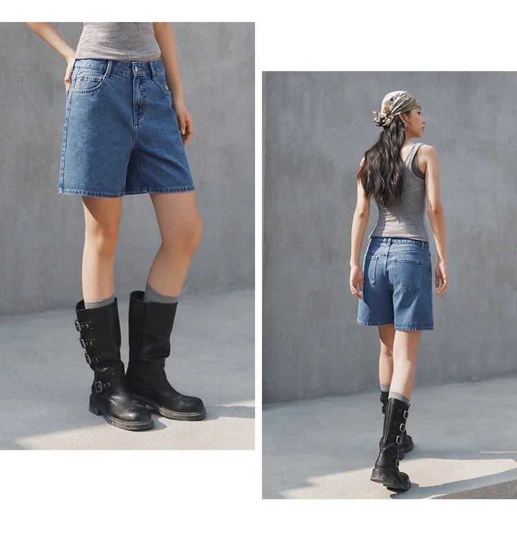 Semir Women Pants Denim Cool Feeling Antibacterial Vintage Distressed A Line Straight Leg 2026 Summer Casual Top