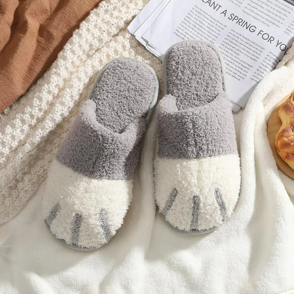 Crestar Women's Cat Paw Cozy Slippers Indoor Warm Gifts for Women Men with Memory Foam Trendy Cute Fuzzy Winter House Shoes