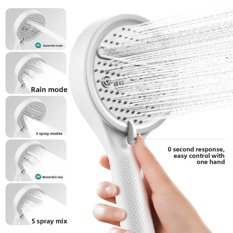 Cream Wind Pressurized ShowerHead 12 Cm Large Panel Water Outlet Handheld  Shower Head Pressurized ShowerSet