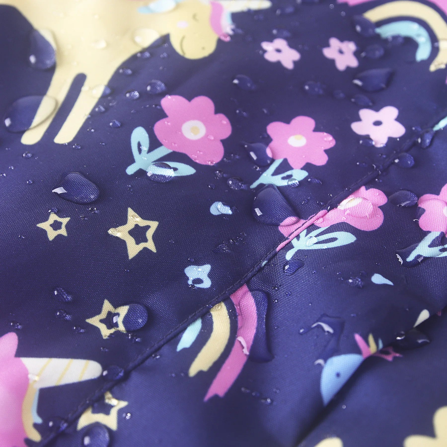 Spring Autumn Girls Cute Cartoon Unicorn Print Windbreaker Outerwear Kids Hooded Zipper Waterproof Jacket Children's Casual Coat
