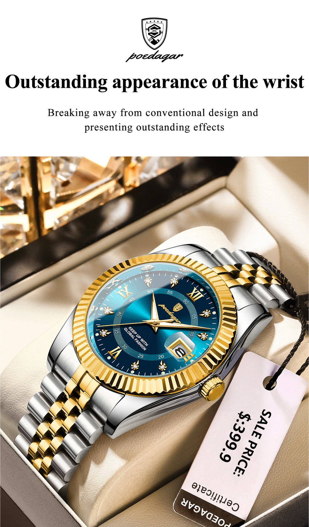 POEDAGAR Luxury Brand Man Wristwatch Waterproof Luminous Date Men Watch Stainless Steel High Quality Sports Men's Quartz Watches