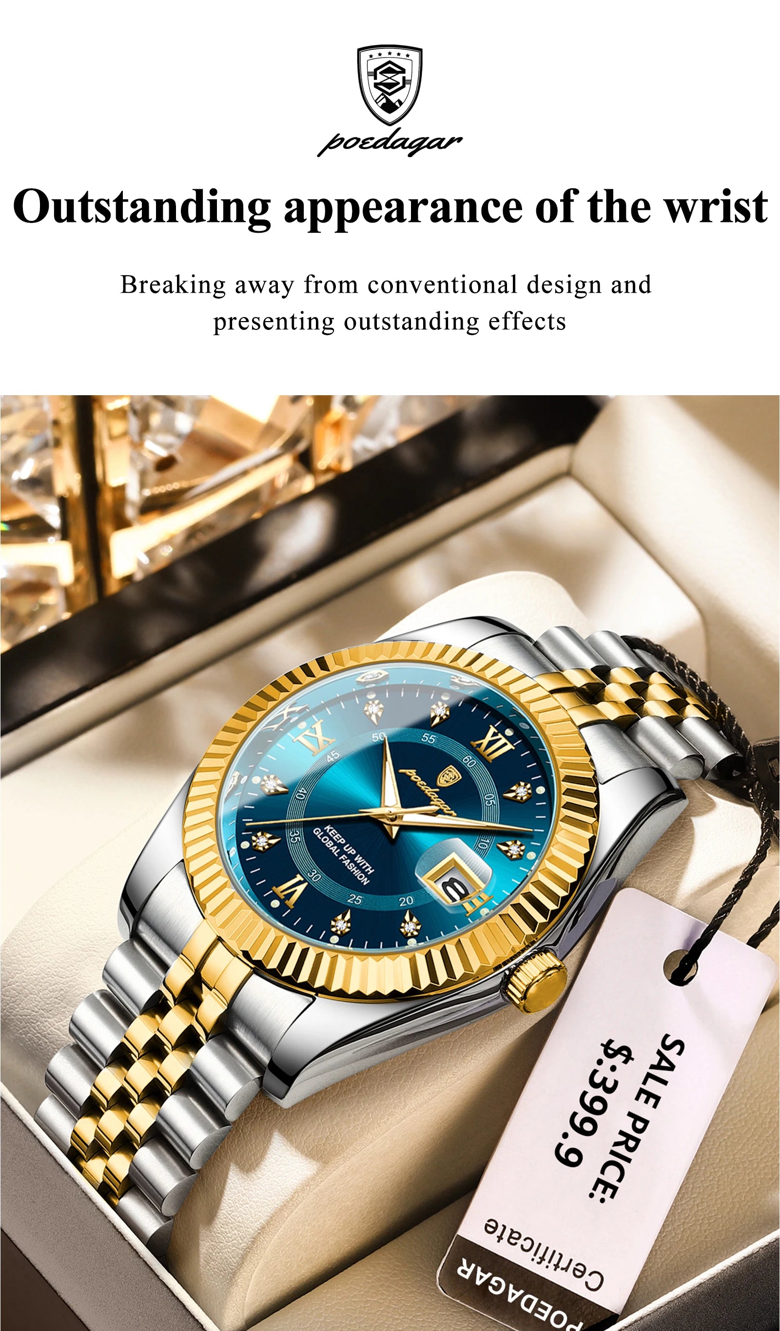 POEDAGAR Luxury Brand Man Wristwatch Waterproof Luminous Date Men Watch Stainless Steel High Quality Sports Men's Quartz Watches