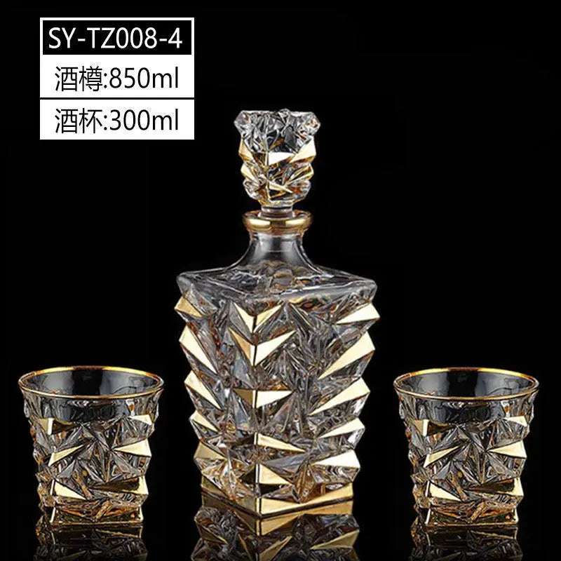 DSA crystal glass wine bottle gold-painted creative household whiskey bottle with lid white red wine decanter