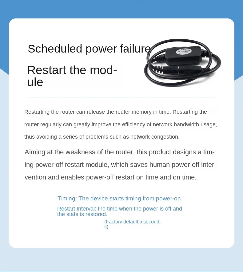 5.5*2.1 Router Timing Restart Controller Fully Automatic Timing Light Cat WiFi Power-Off Intelligent Reset Switch Connecting Wir