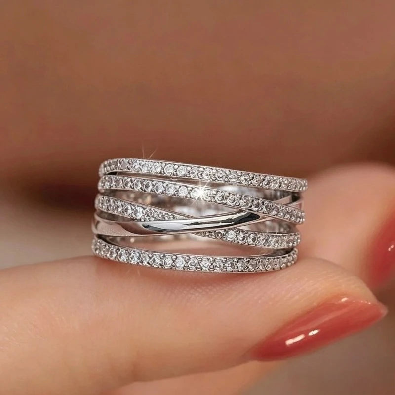 Luxurious and Fashionable Multi-layered Women's Rings Suitable for Banquets, Parties, Valentine's Day, Women's Jewelry Gifts