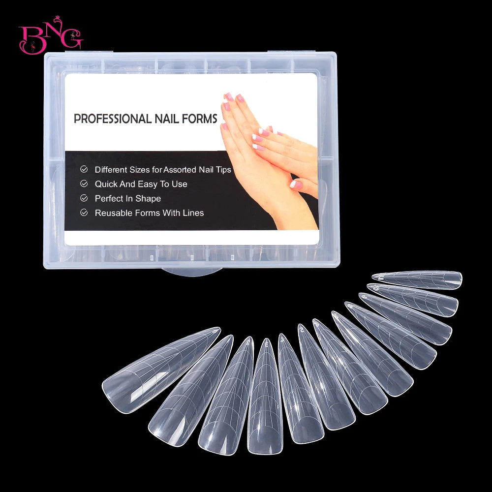 BNG Top Forms for Nails Dual Forms Nails Forms for Extension Full Cover Quick Building Gel Mold Tips Poly Nail Gel Mold