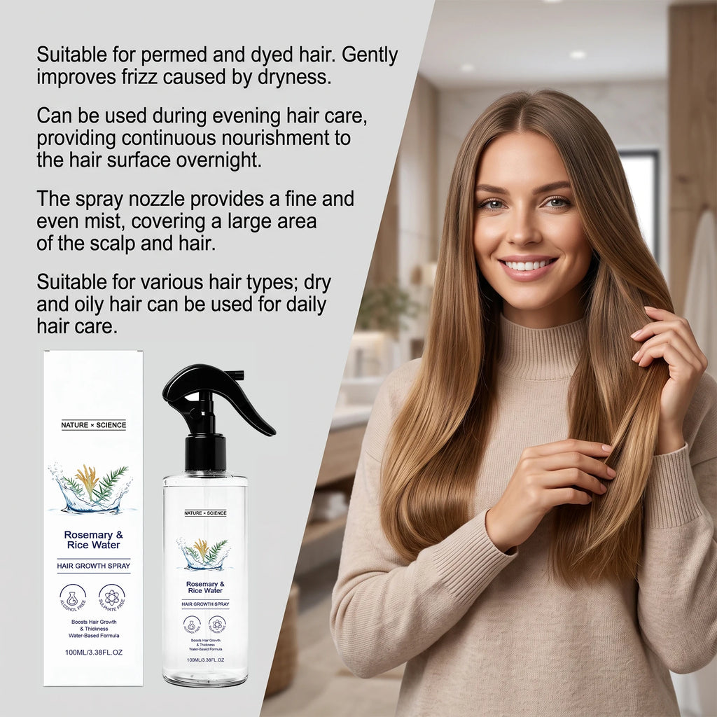 Rosemary & Rice Water Hair Spray Nourishing Hair Roots Repair Dry Hair Improving Smoothness Fragrance Soothing Hair Care Spray