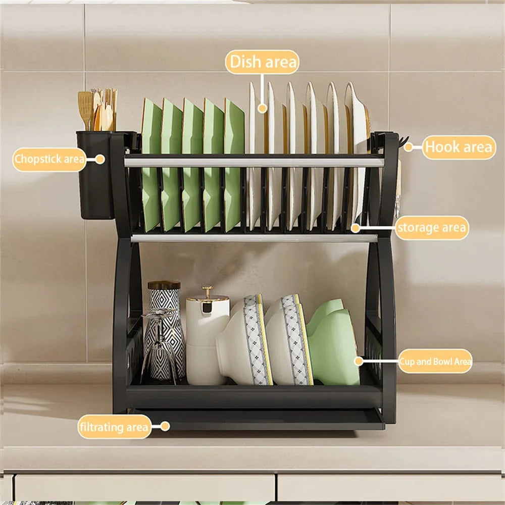 Kitchen Storage Rack, Bowl And Dish Storage Rack, Drain Rack, Household Multifunctional Bowl And Chopstick Rack Storage Box ﻿
