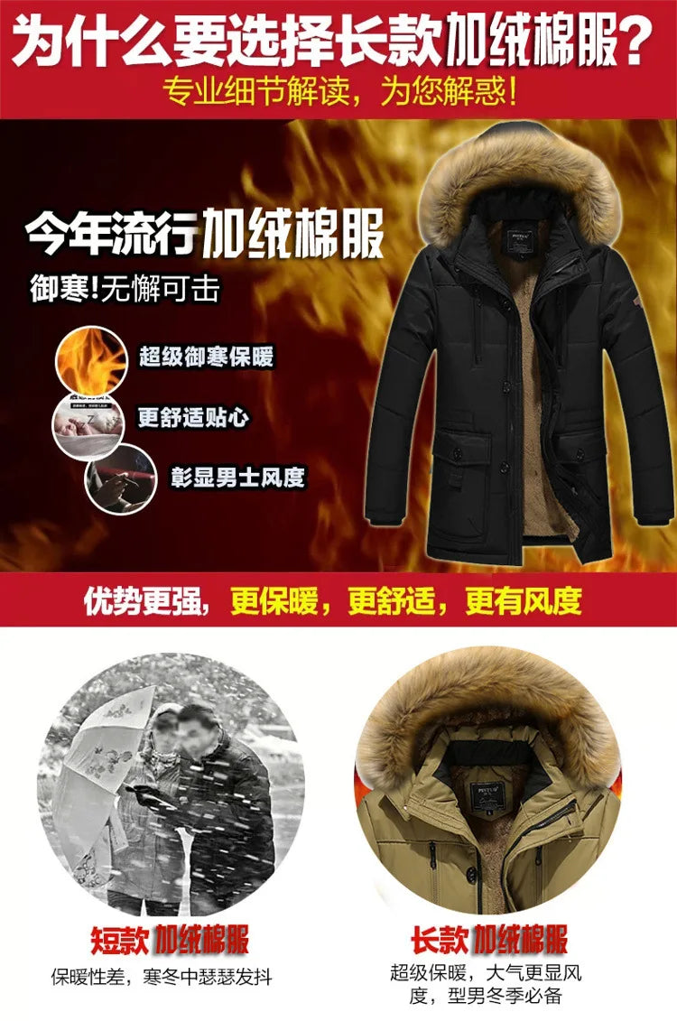 Men's Cotton-Padded Jacket Mid-Length Coat Loose Large-Sized Autumn Winter Warm Export Quality Fashionable Men's Outerwear