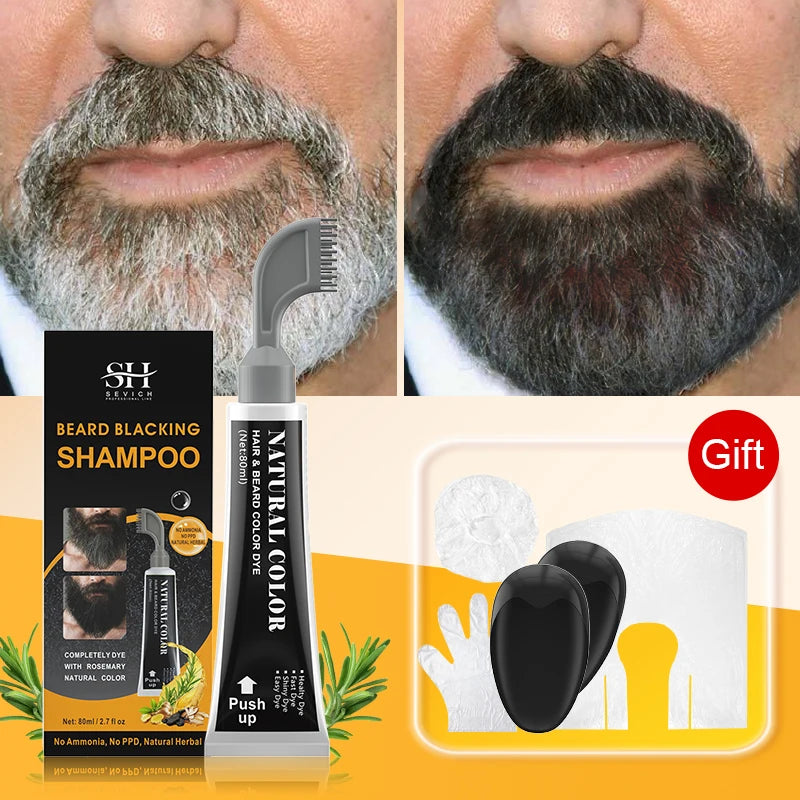 Rosemary Black Beard Dye Cream With Comb 3 Minutes Fast Instant Hair Dye Shampoo Herbal Extract Beard Cover Permanent Hair Dye