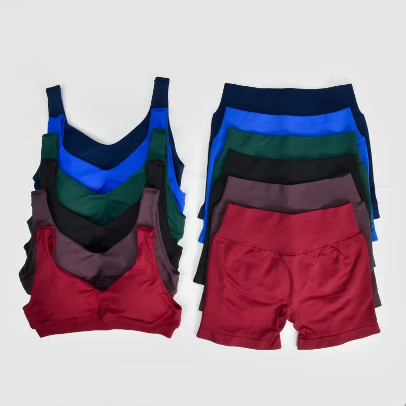 2 Piece Sets Women Outfit Longline Short Sleeve Gym Crop Top High Waist Workout Shorts Sports Suit Fitness Clothes Yoga Set
