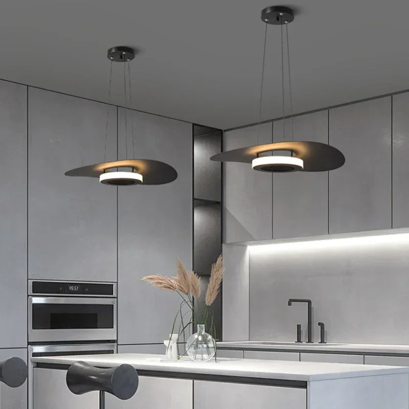 Modern Simple Black White LED creative chandelier Lighting,Suspension Home Decor Indoor Nordic Fixtures for Living Room Aisle
