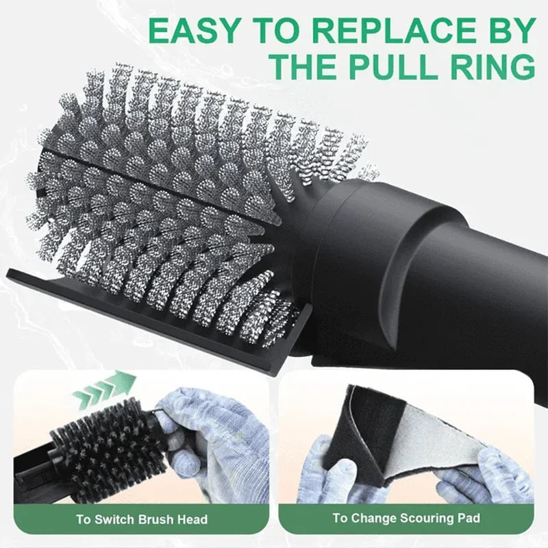 Built-in 4000mAh rechargeable battery with 3 adjustable speed modes. The rotating cleaning head delivers powerful scrubbing force to remove burnt grease, charred residue and food debris on grills without strenuous manual brus