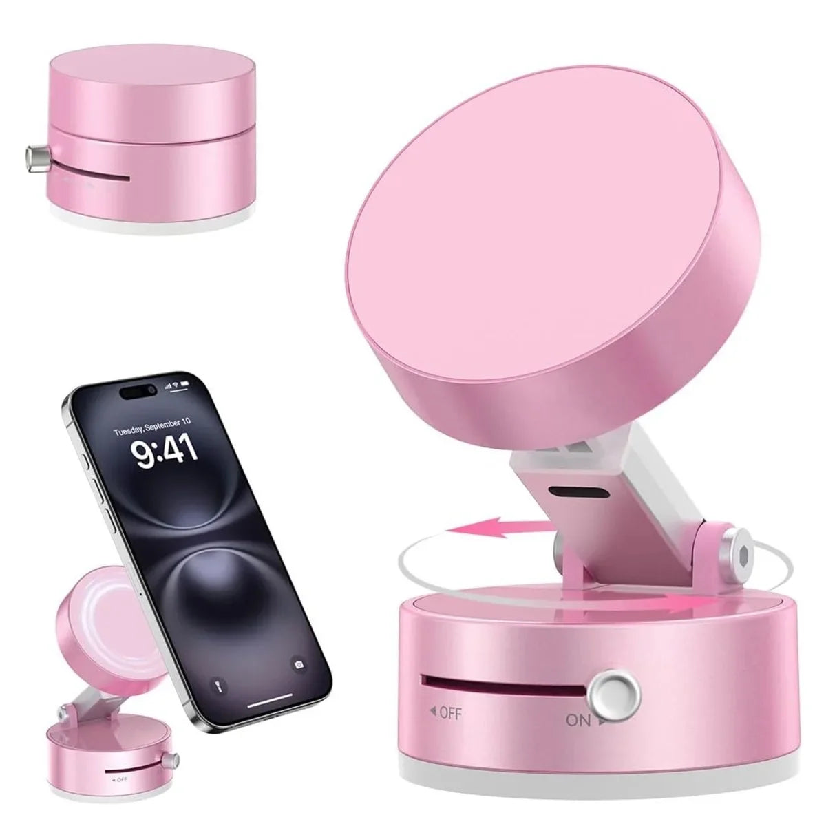 Car/Mirror/Gym Vacuum Suction Fold Magnetic Phone Holder 360 Rotation Suction Cup Car Phone Stand Mount For Magsafe iPhone 16~12