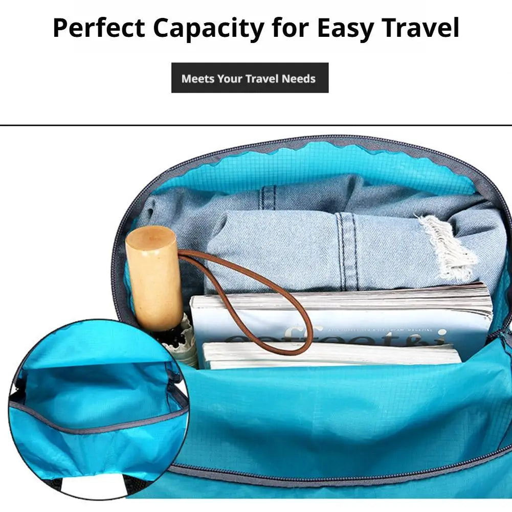 Folding Backpack Waterproof Lightweight Travel Storage Bag Hiking Sports Large Capacity Portable Outdoor Bag