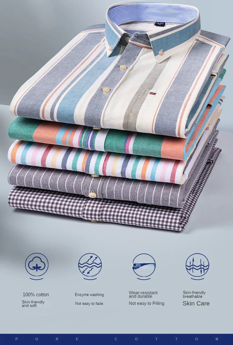 2024 Fashion Men Work Business Brand Shirt Mens Plaid Cotton Casual Dress Shirts Slim Fit Long Sleeve Button Down  Chemise Homme