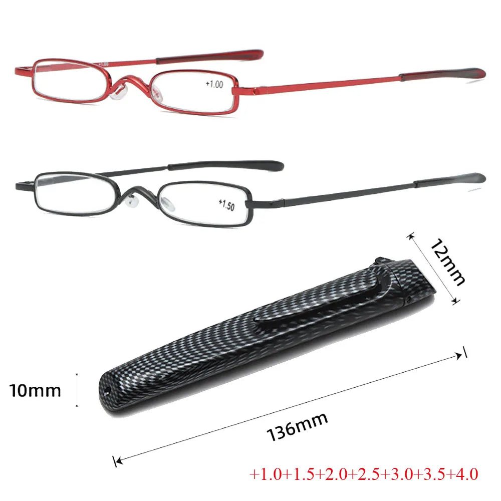 Elegant Reading Glasses Metal Frame Ultra-thin Men Women Reading Glasses Portable Mini Reading Presbyopia Eyeglasses with Box