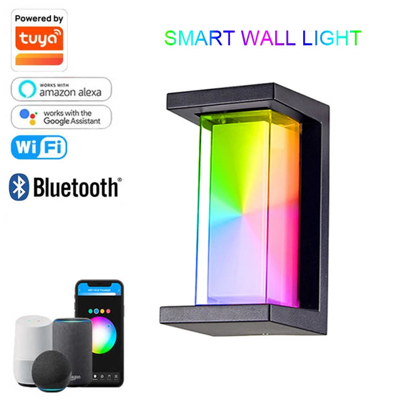 Smart WiFi LED Wall Lamp Indoor Outdoor with Alexa Remote Control RGBCW Wall Light for House Porch Front Door