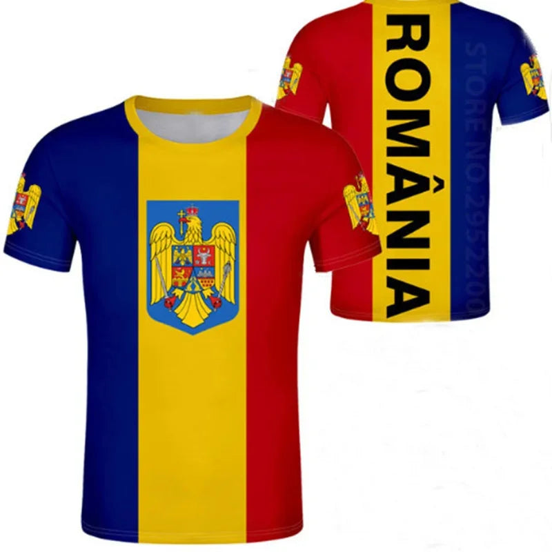Romania Football Jersey Romanian Eagle Coat Of Arms T Shirt Rumania Flag Emblem Soccer Club T-shirt Men's Tops Women Tee Shirts
