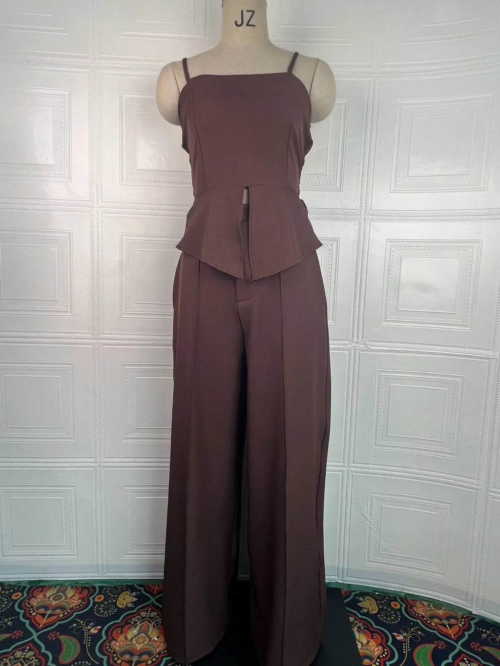 Pant Set Women 3 Piece Sets Lapel Full Sleeve Blazers Plain Sling Top Wide Leg Long Pants Splice Y2k Streetwear Work Summer 2026