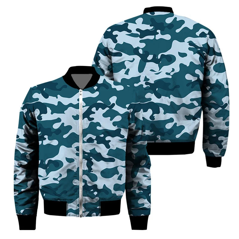Classic 3d Print Camouflage Zipper Jacket For Men Outdoor Sports Camo Jackets Cool Street Spring Autumn Long Sleeves Coat Tops