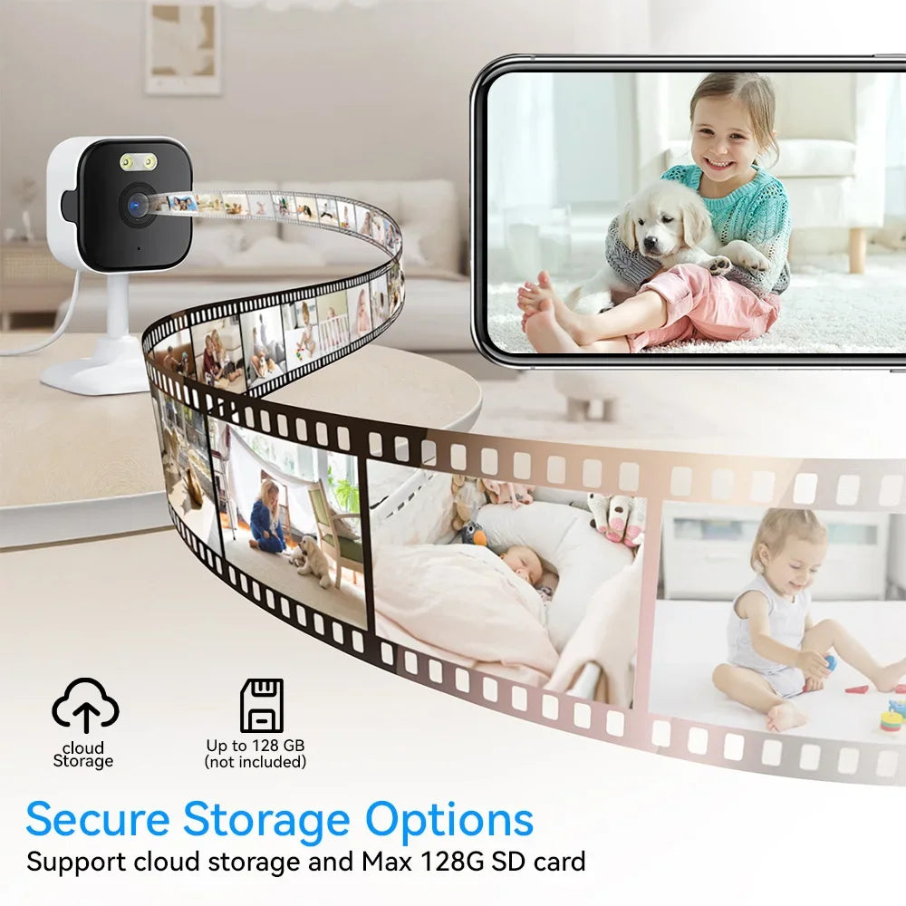 3MP WiFi Security Camera Indoor Smart IP Smart IP Camera with Motion Detection Night Vision Two-Way Audio Baby Monitor Supports