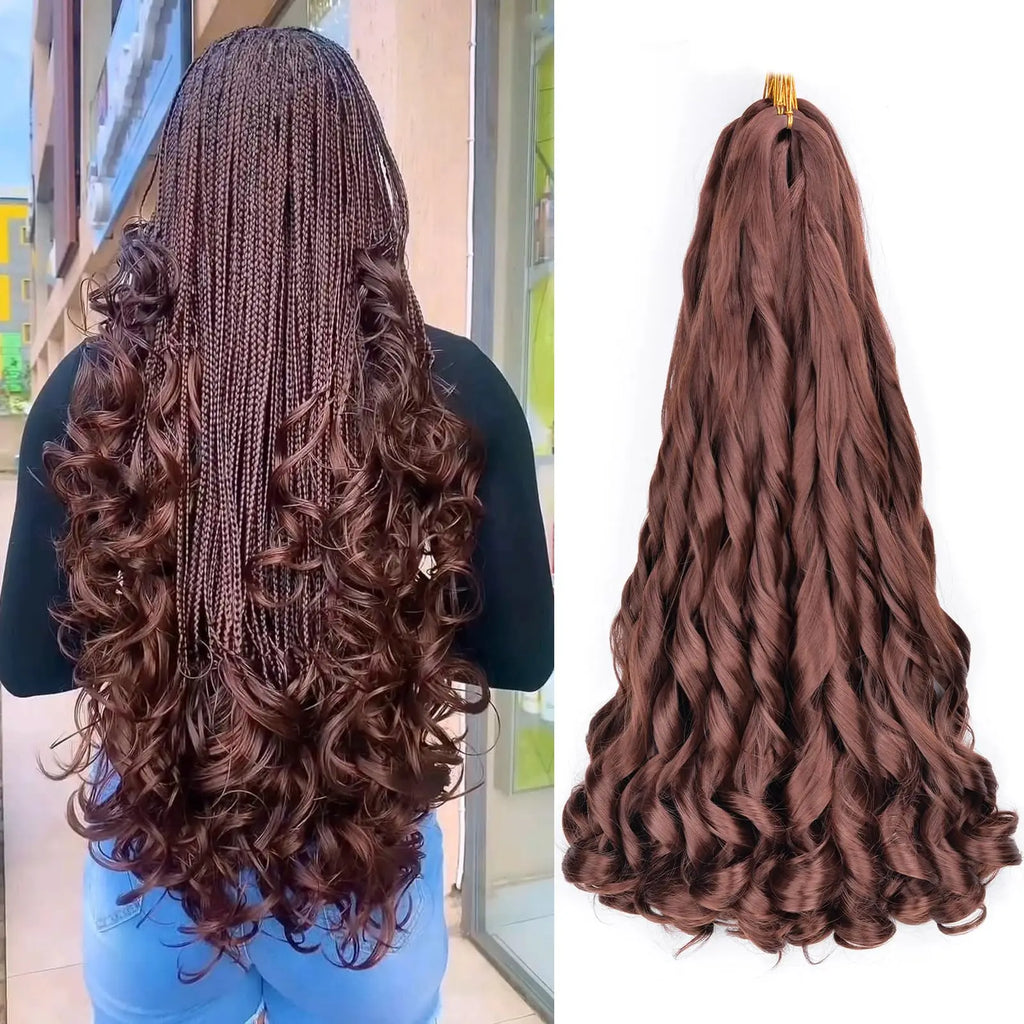 French Curly Braiding Hair 22Inch Synthetic Curly Braiding Hair Pre Stretched Loose Wavy Curl Braiding Hair Extensions For Women