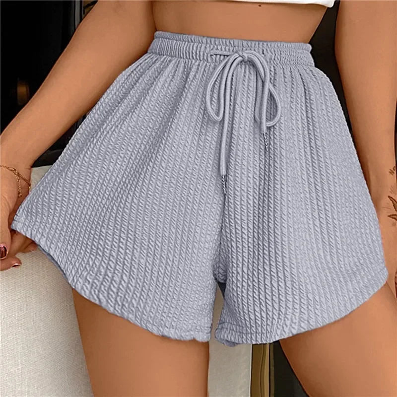 Loose Casual Large Sports Pants Women Summer Shorts High Elastic Lace Up Drawstring Wide Leg Sweat Fitness Running Shorts