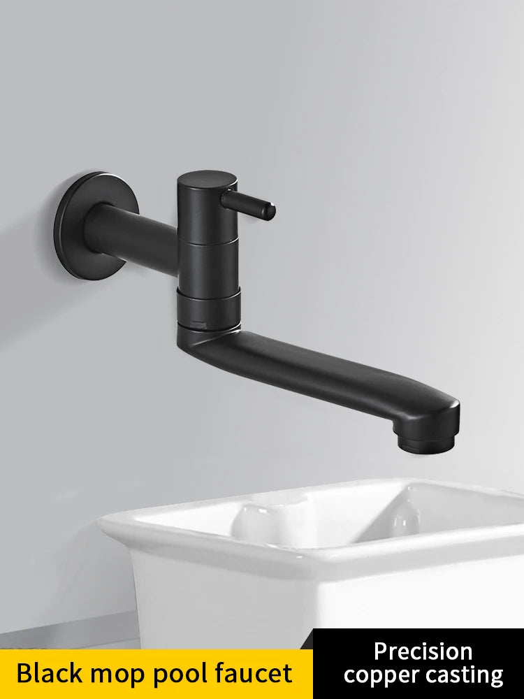 Single Cold Faucet Wall Outdoor Mop Pool Faucet Copper Brass Wall Mount Bathroom Sink Faucet Rotatable WB1141
