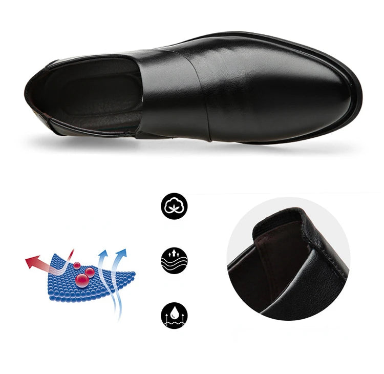Spring Autumn Cow Leather Shoes for Men Fashion Casual Increase New Designer Men's Dress Shoes Black Platform Shoes Male