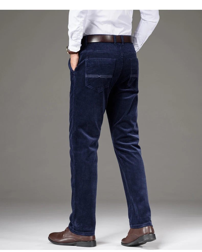 Corduroy Men's Business Casual Pants Fashion Comfortable Khaki Slim Straight Trousers Classic Male Brand Clothing Pants