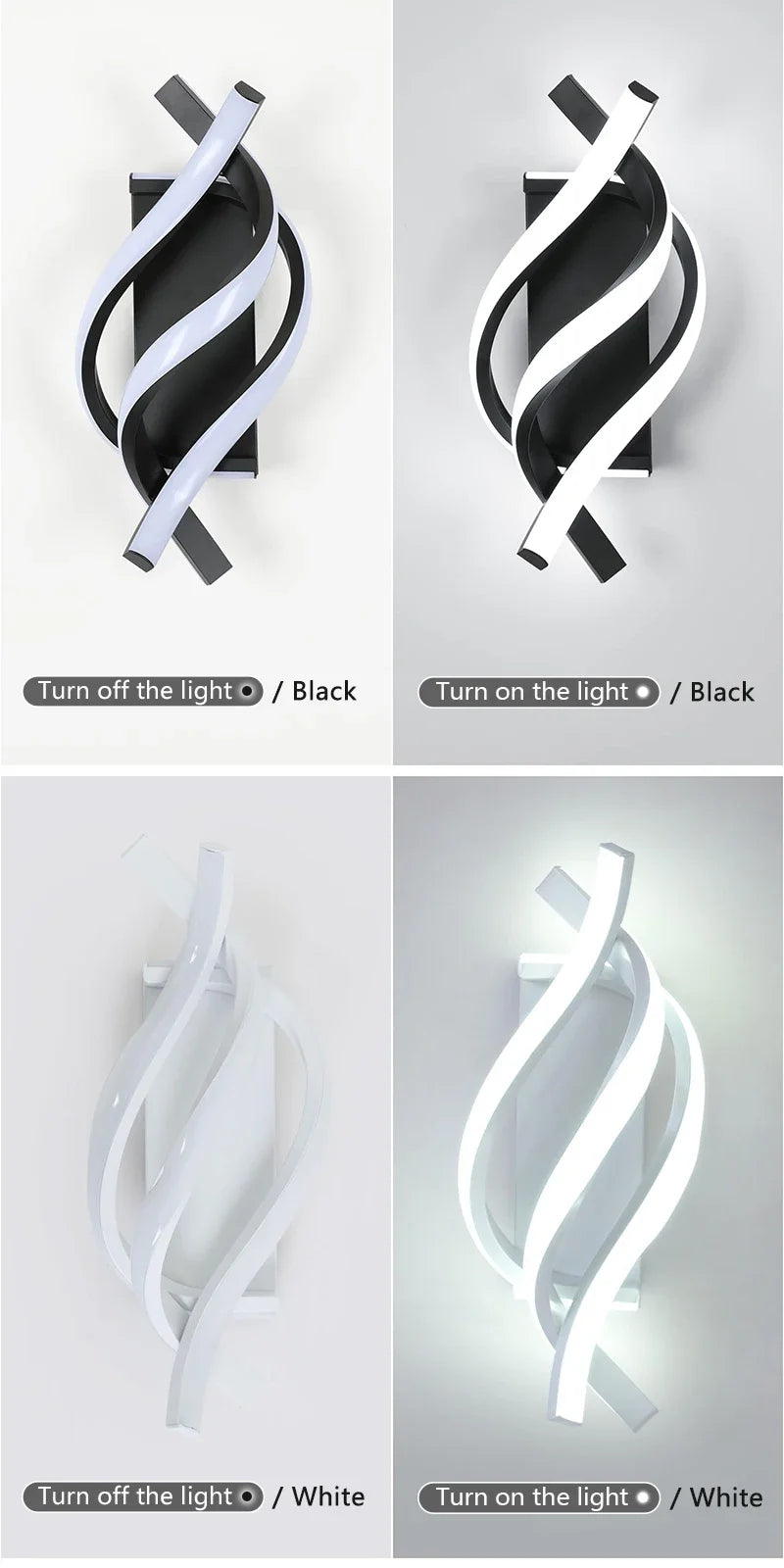 Modern LED Wall Lamp Home Line Decoration Wall Lamp Living Room Background Wall Bedroom Headboard Black White Lighting Lustre