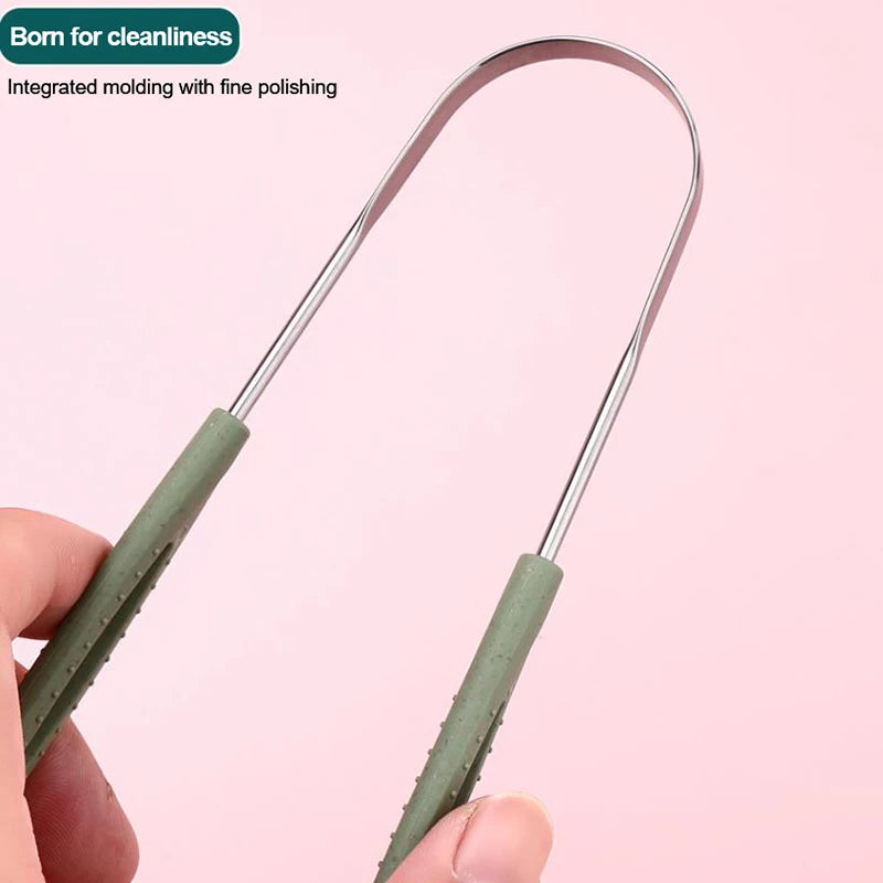 Z. 1PCS Stainless Steel Tongue Scraper Fresh Breath Cleaning Coated Tongue Toothbrush Oral Hygiene U-shaped Metal Tongue Scraper