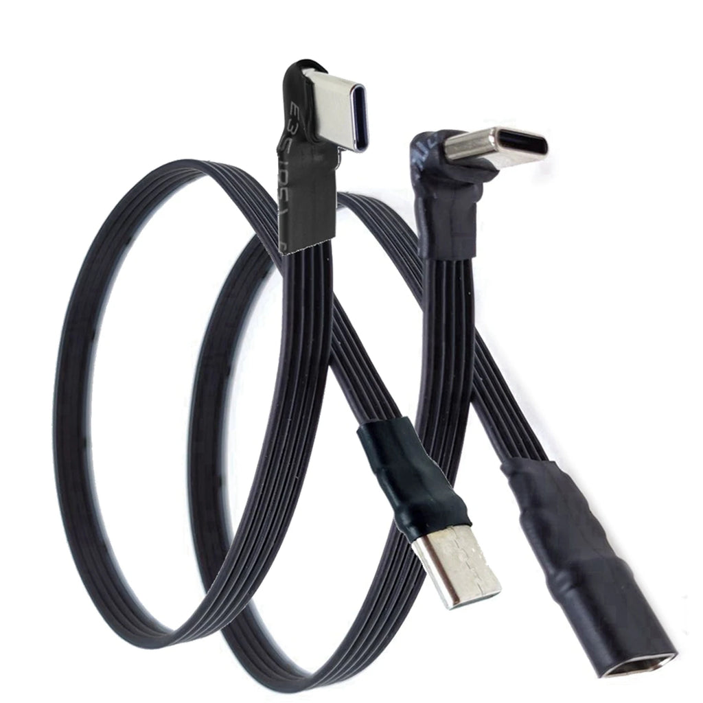 20CM 30CM 10CM 5CM USB 2.0 Type-C Flat Cable Extension FPC Cable USB 2.0 USB-C 90° Up/Down Angled Plug 5CM-1M
