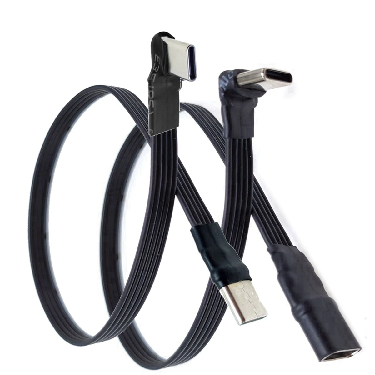 20CM 30CM 10CM 5CM USB 2.0 Type-C Flat Cable Extension FPC Cable USB 2.0 USB-C 90° Up/Down Angled Plug 5CM-1M