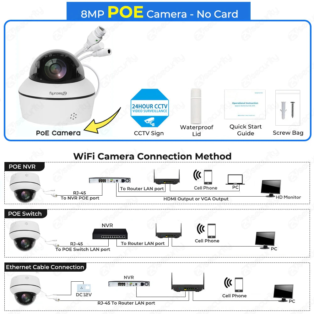 4K 8MP Wifi Dome PTZ Camera Outdoor Humanoid Tracking IP Camera Indoor 2-way Audio Wireless Home Security Surveillance Cameras