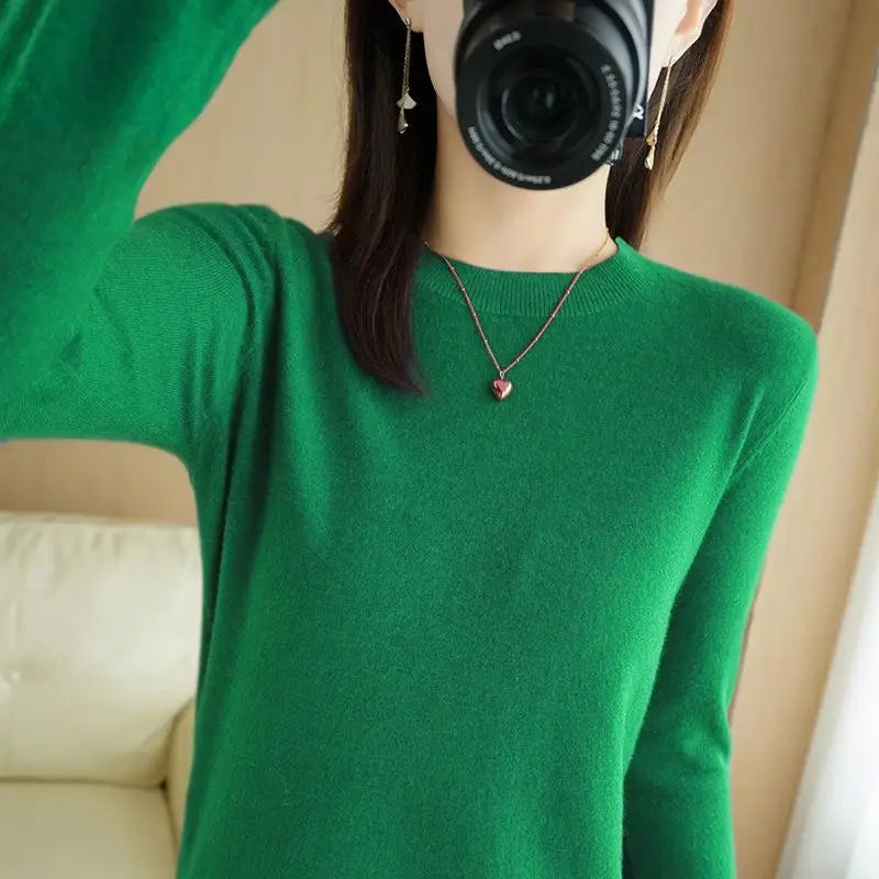 2026 Women Sweater Spring Autumn Long Sleeve O-neck Pullovers Warm Bottoming Shirts Korean Fashion Sweater Knitwear Soft Jumpers