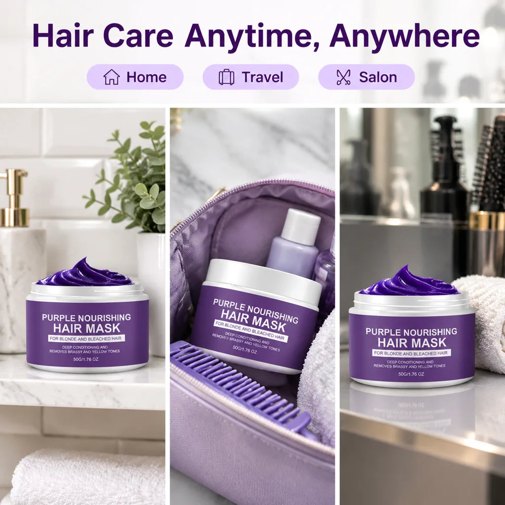 Yellow Remover Purple Hair Mask Gentle Rapid Removal Brassy Yellow Lock Color Shea Butter Deep Conditioning For Bleached Hair