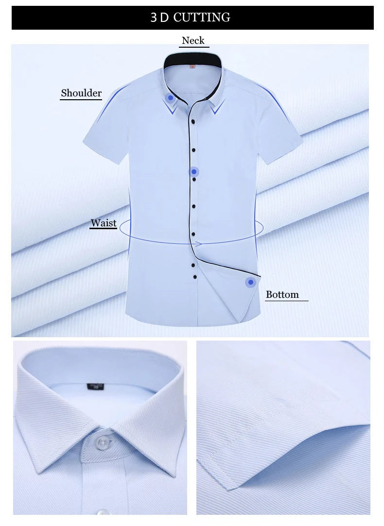 Oversized 9XL 8XL Mens Long Sleeved Shirt Casual Business Classic Plaid Striped Daily Slim Fit Button Male Social Dress Shirts