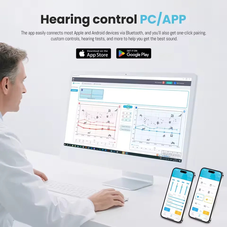 New Hearing Aids with Noise Cancellation Bluetooth Rechargeable Hearing Aids for Seniors Hearing Aid High Quality Audifonos