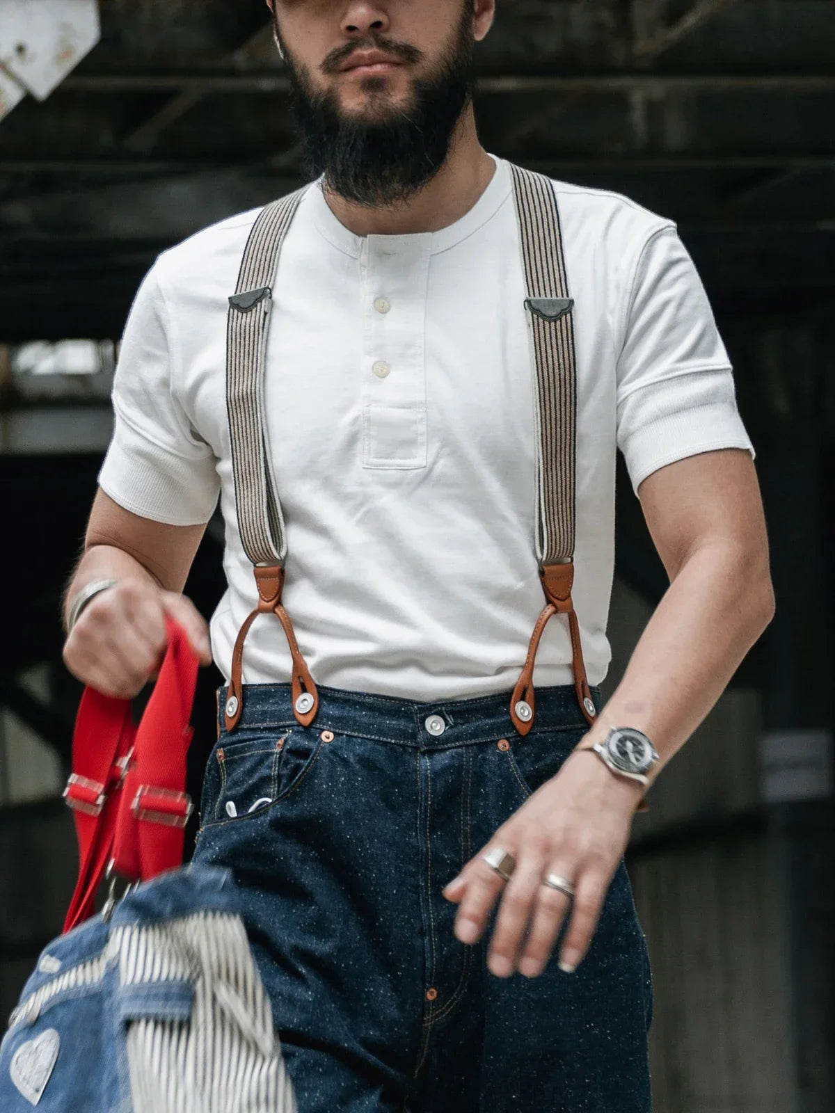 Bronson Vintage Short Sleeve Henley T-Shirt Retro Style Mens Cotton Tee Shirt