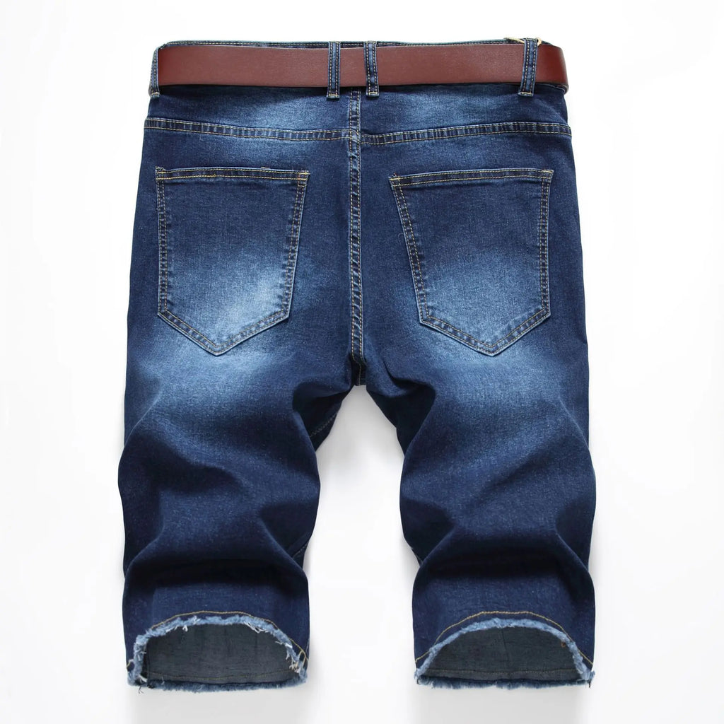 2026 New Denim Shorts for Men Fashion Casual Stretch Straight Short Jeans Men Summer Trend Holes Slim Fit Cowboy Short Trousers