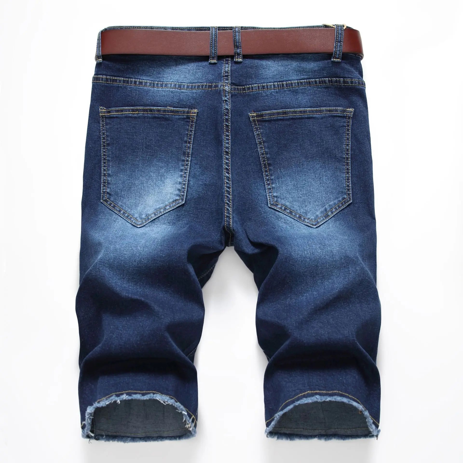 2026 New Denim Shorts for Men Fashion Casual Stretch Straight Short Jeans Men Summer Trend Holes Slim Fit Cowboy Short Trousers