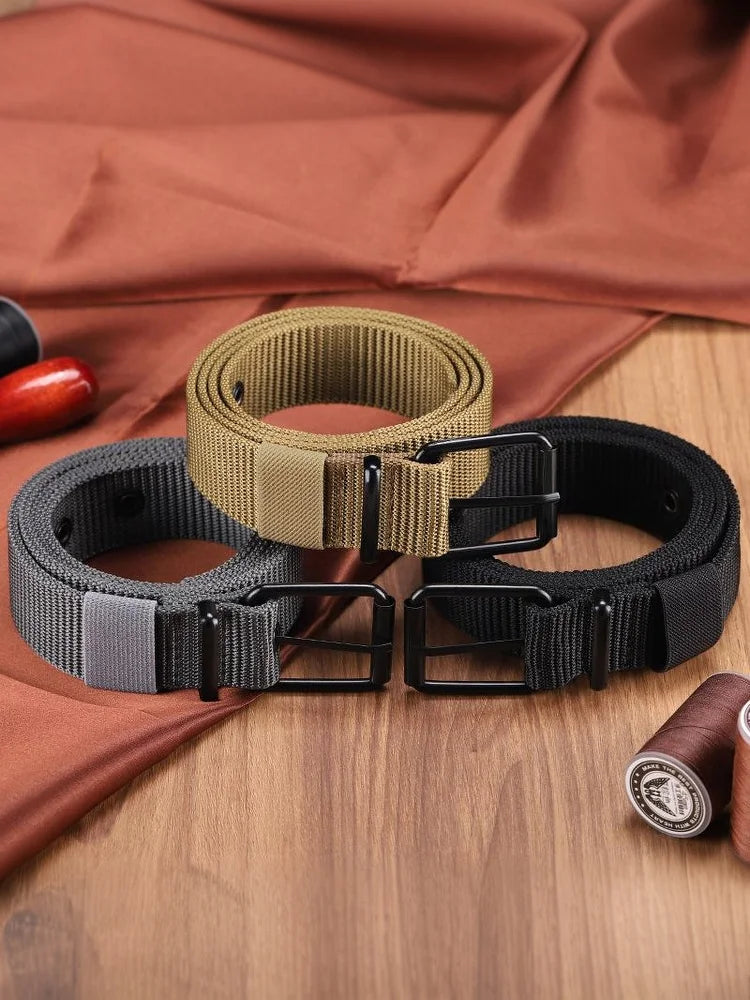 ·NewMen's Belt Porous Canvas Pin Buckle Leather Belt Outdoor Sports Belt Women's Trendy Eyelet Belt With Jeans Belt·