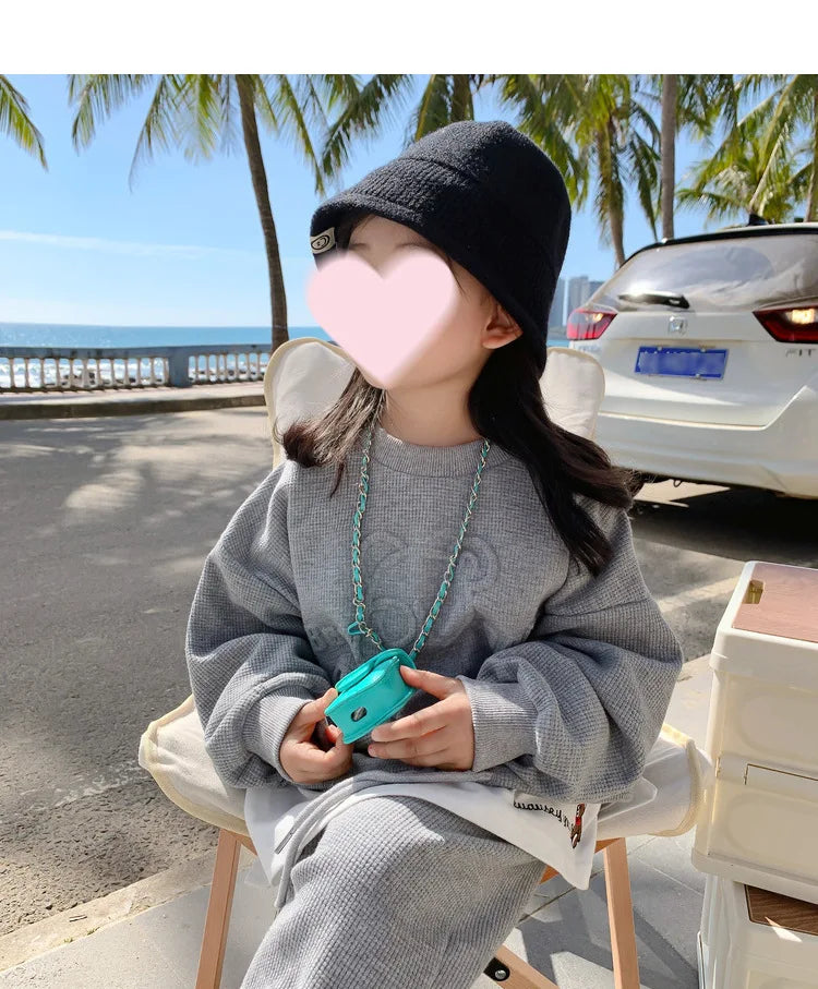 2026 Spring Children's Spring Clothes Round Neck Long Sleeve Sweater Boys and Girls Trendy Baby Stylish Children's Clothing 2PCS