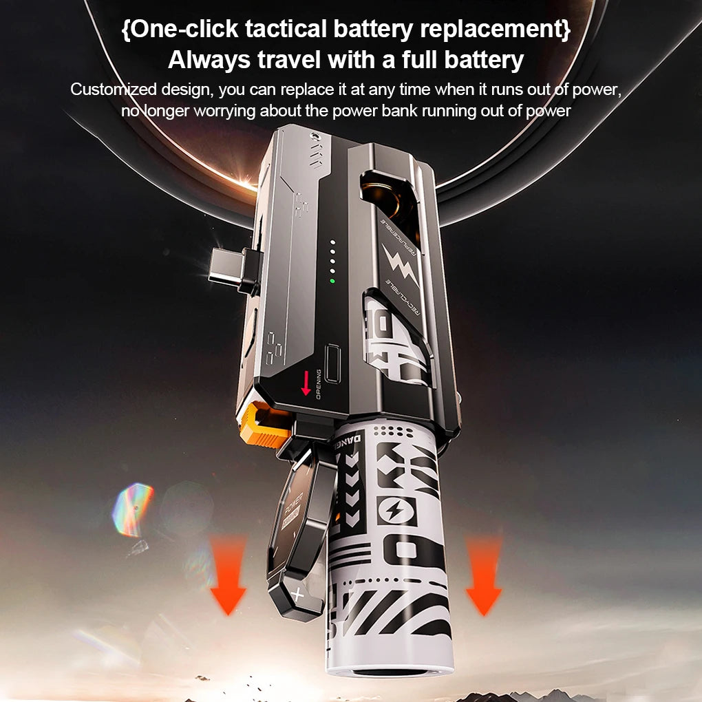 10000mah power bank with replaceable battery fast charging power bank with cable detachable mecha style mobile power bank