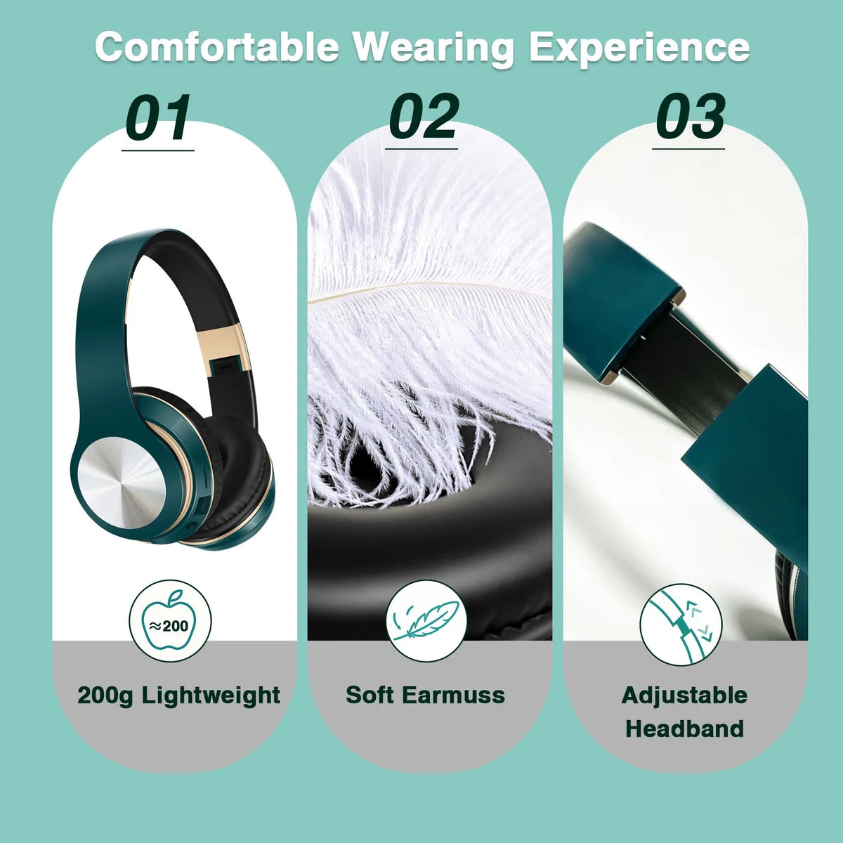 Wireless Bluetooth Headphones Noise Cancellation Headset Foldable Sport Earphone Game Headset with Microphone HI-FI Stereo Sound