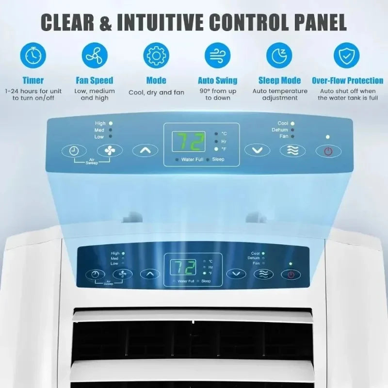 2026=Portable Air Conditioner, With Dual Hose, Remote Control. With Dehumidifier, Fan, Sleep Mode, Window Installation Kit