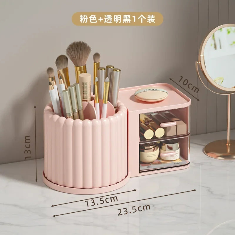 360 Rotating Makeup Desktop Cosmetic Storage Box Organizer Large Capacity for Bathroom Portable Lipstick Makeup Brush Pen Holder